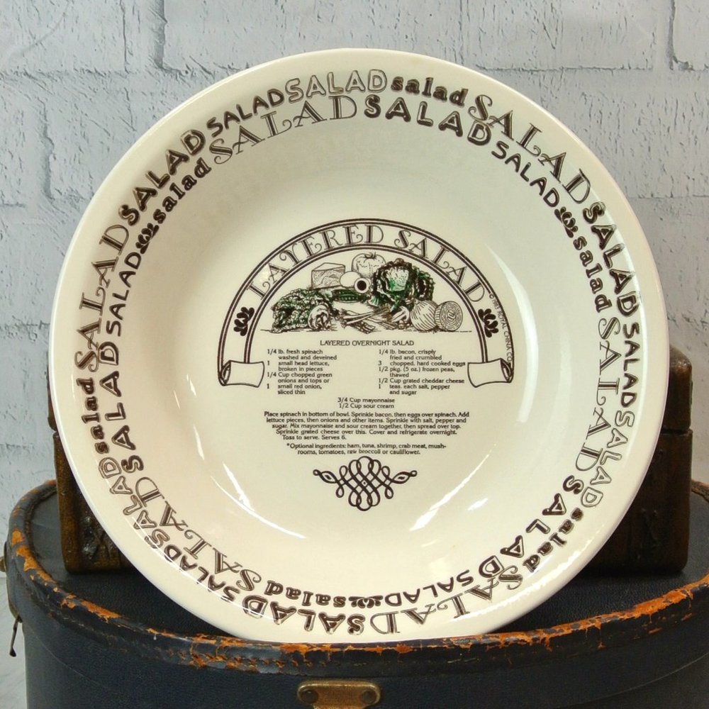 Vintage 1983 Royal China Company Layered Recipe Salad Bowl